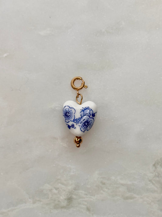 Ceramic Floral Heart Charm