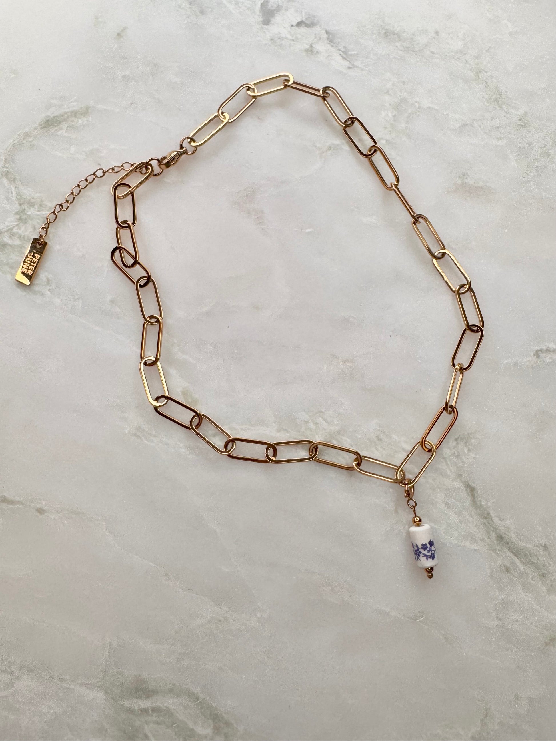 Ceramic Floral Tube Bead Charm