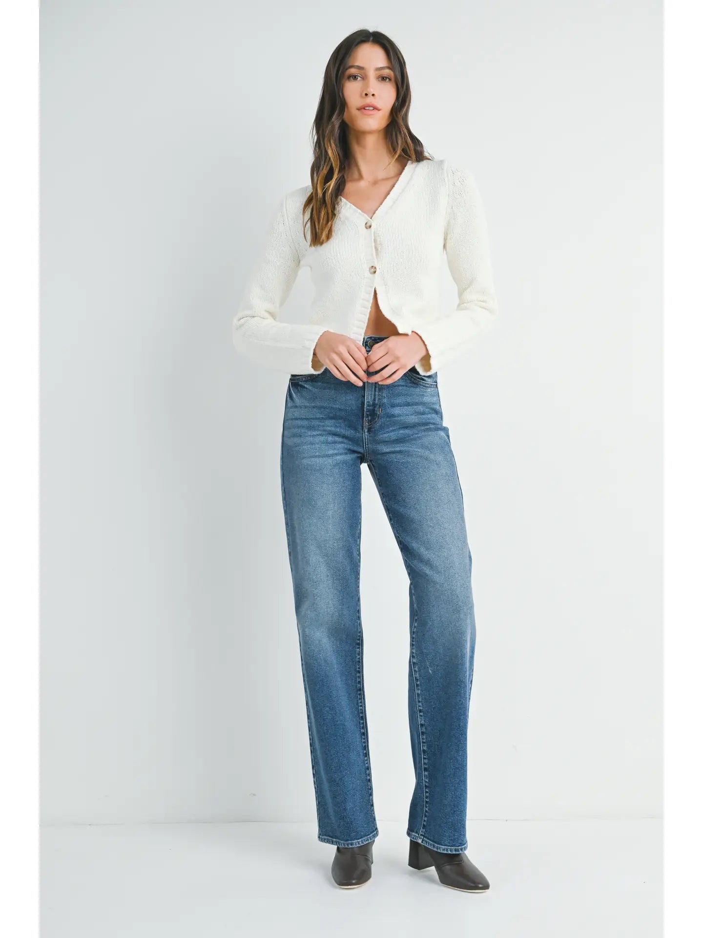 High Rise Straight Leg Dark Denim 34" inseam
