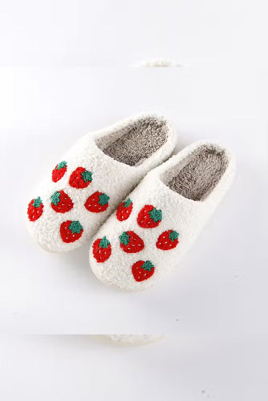 Strawberry Knit Fluffy Slippers
