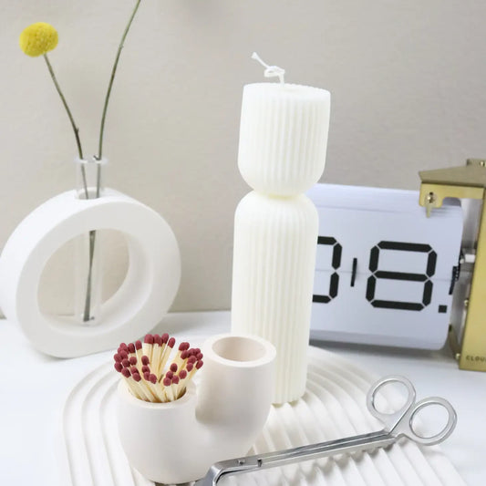 Ribbed Hourglass Candle - Medium | Aesthetic