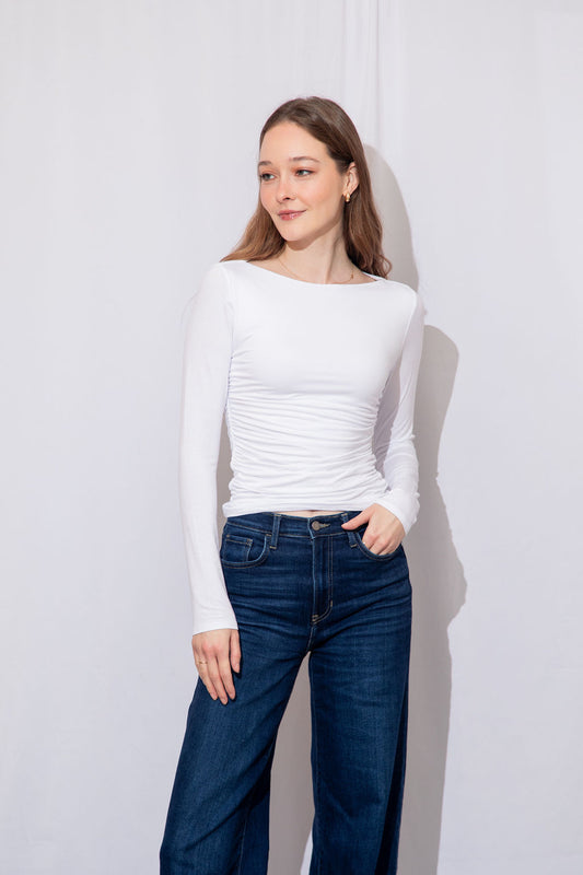 Selma Boat Neck Long Sleeve Top