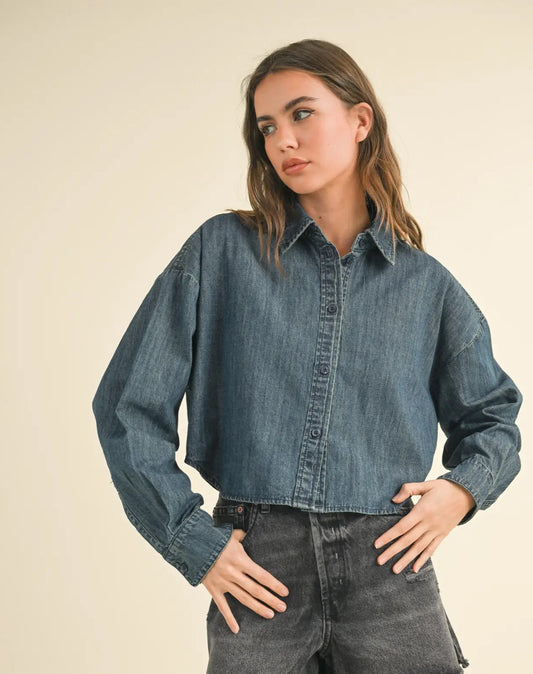 Leigh Cropped Denim Shirt