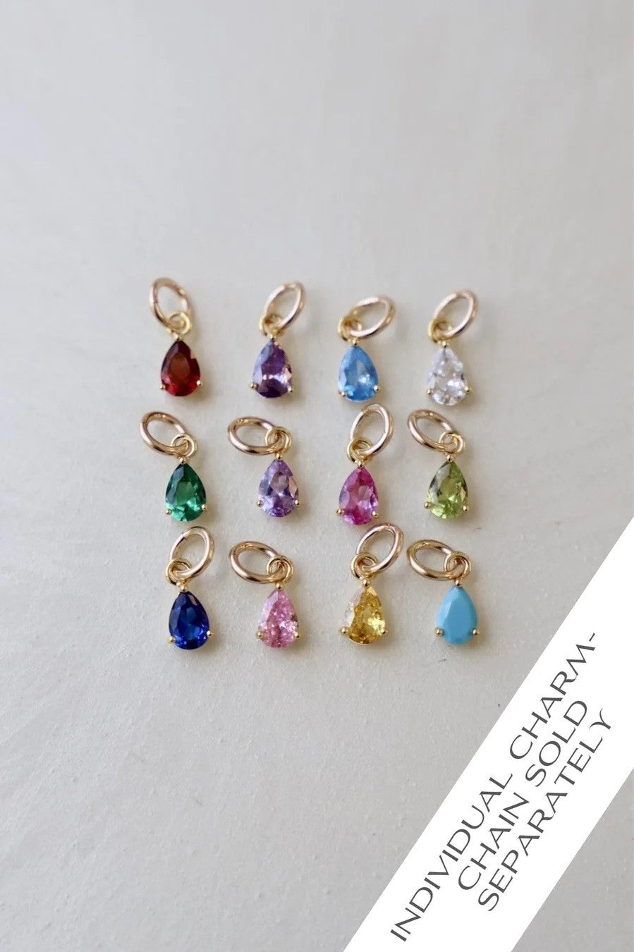 Teardrop Birthstone Charm
