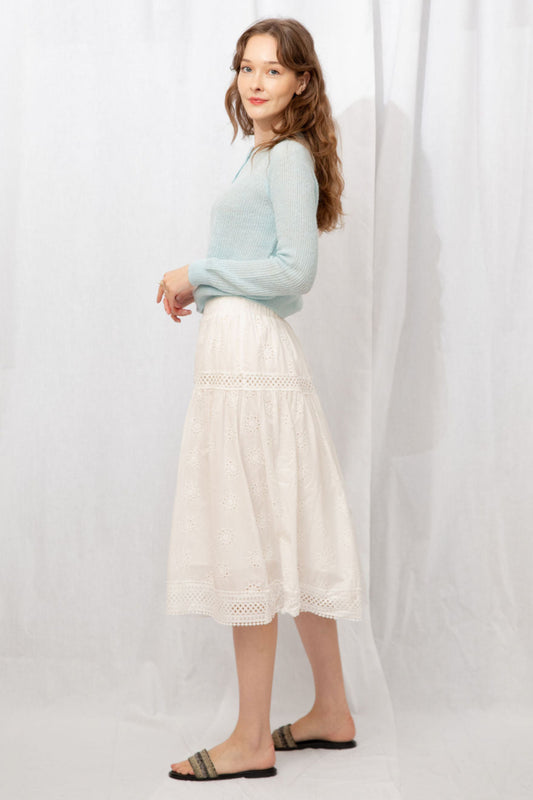 Eden Eyelet Embroidered Midi Skirt