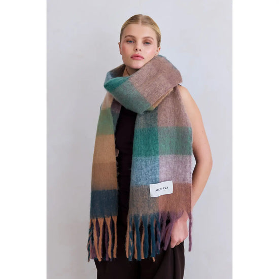 The Reykjavik Scarf - 100% Recycled Purple Check