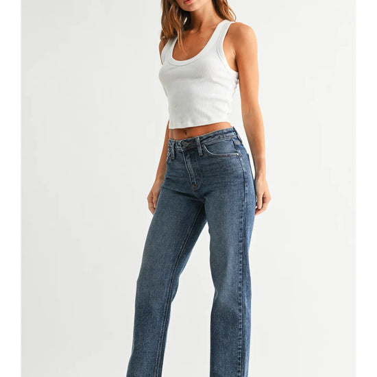 Mid Rise Slim Straight Leg