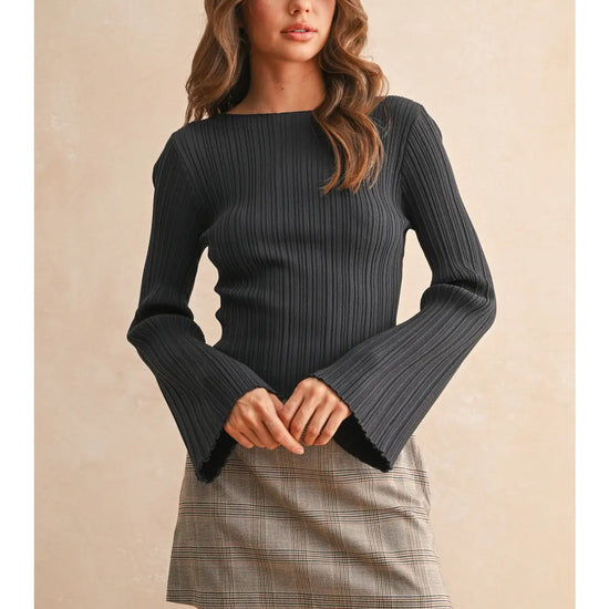 Lily Ribbed Long Sleeve Charcoal