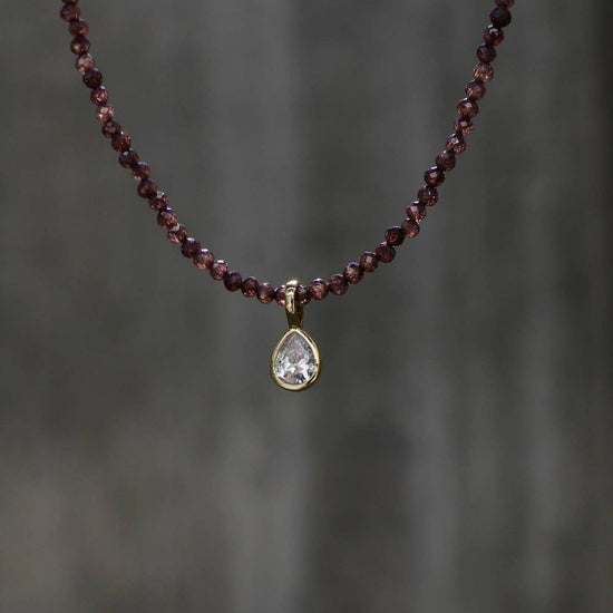 Smoky Burgundy Bezel Necklace