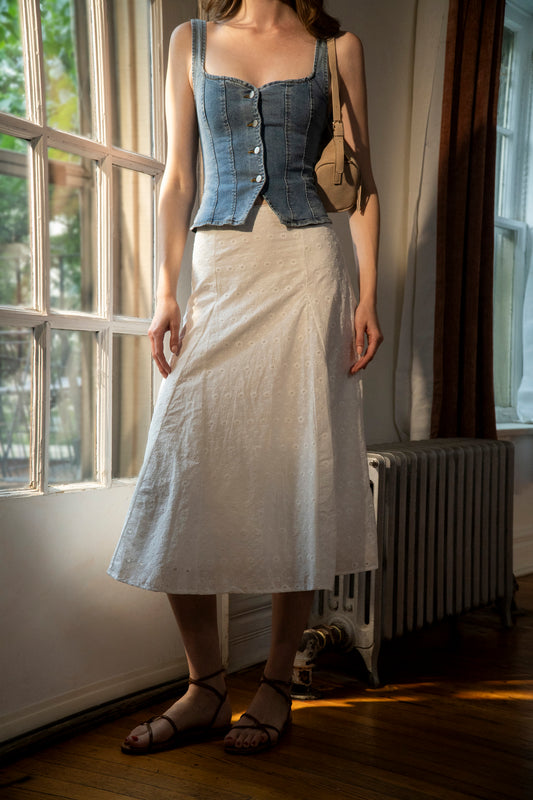 Isla Eyelet Midi Skirt