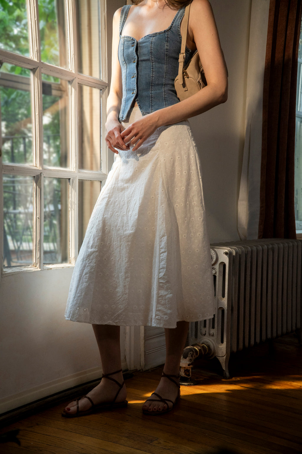 Isla Eyelet Midi Skirt