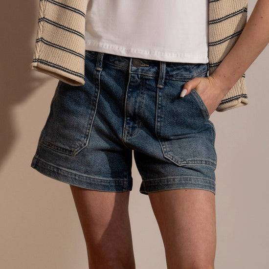 Mid Rise Utility Pocket Shorts