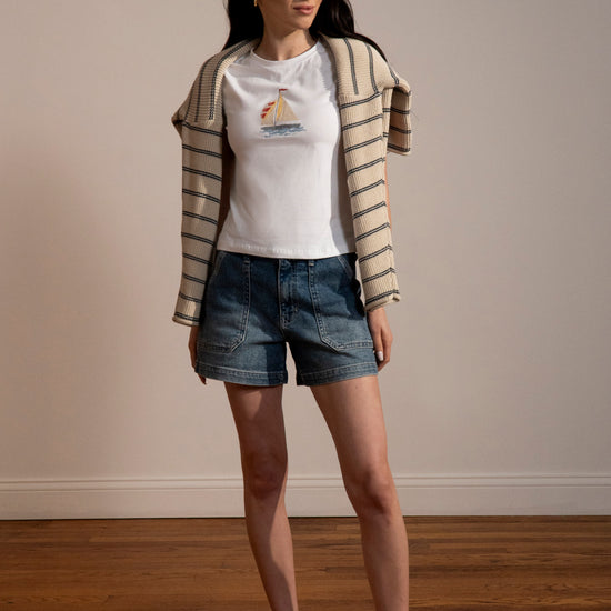 Mid Rise Utility Pocket Shorts