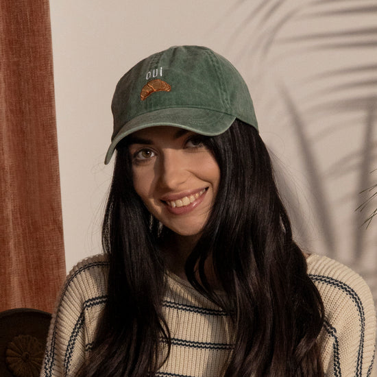 Oui Croissant Embroidered Cap