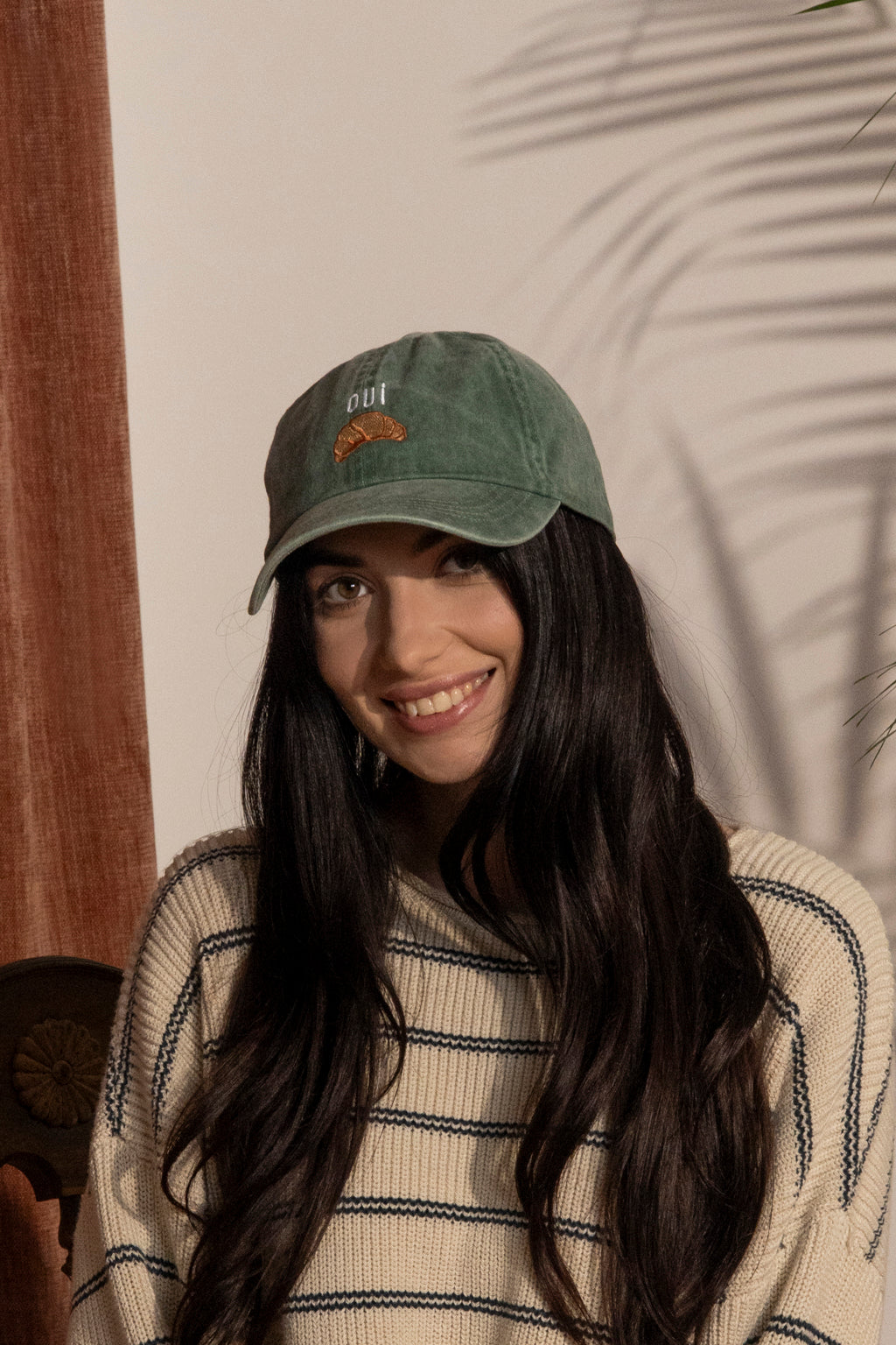 Oui Croissant Embroidered Cap