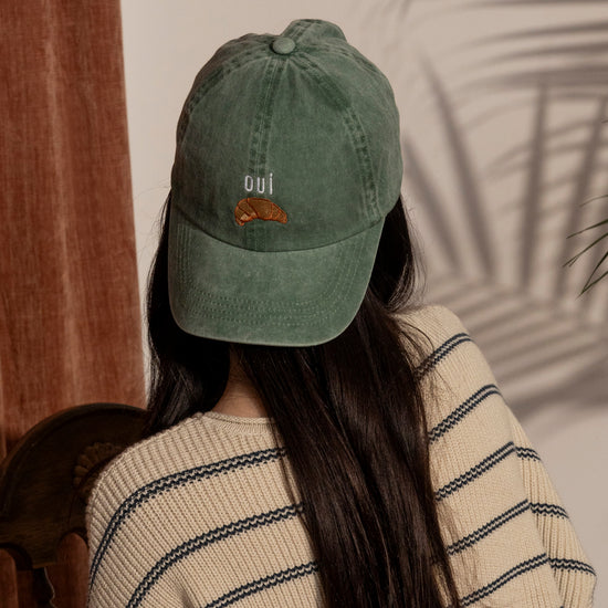 Oui Croissant Embroidered Cap