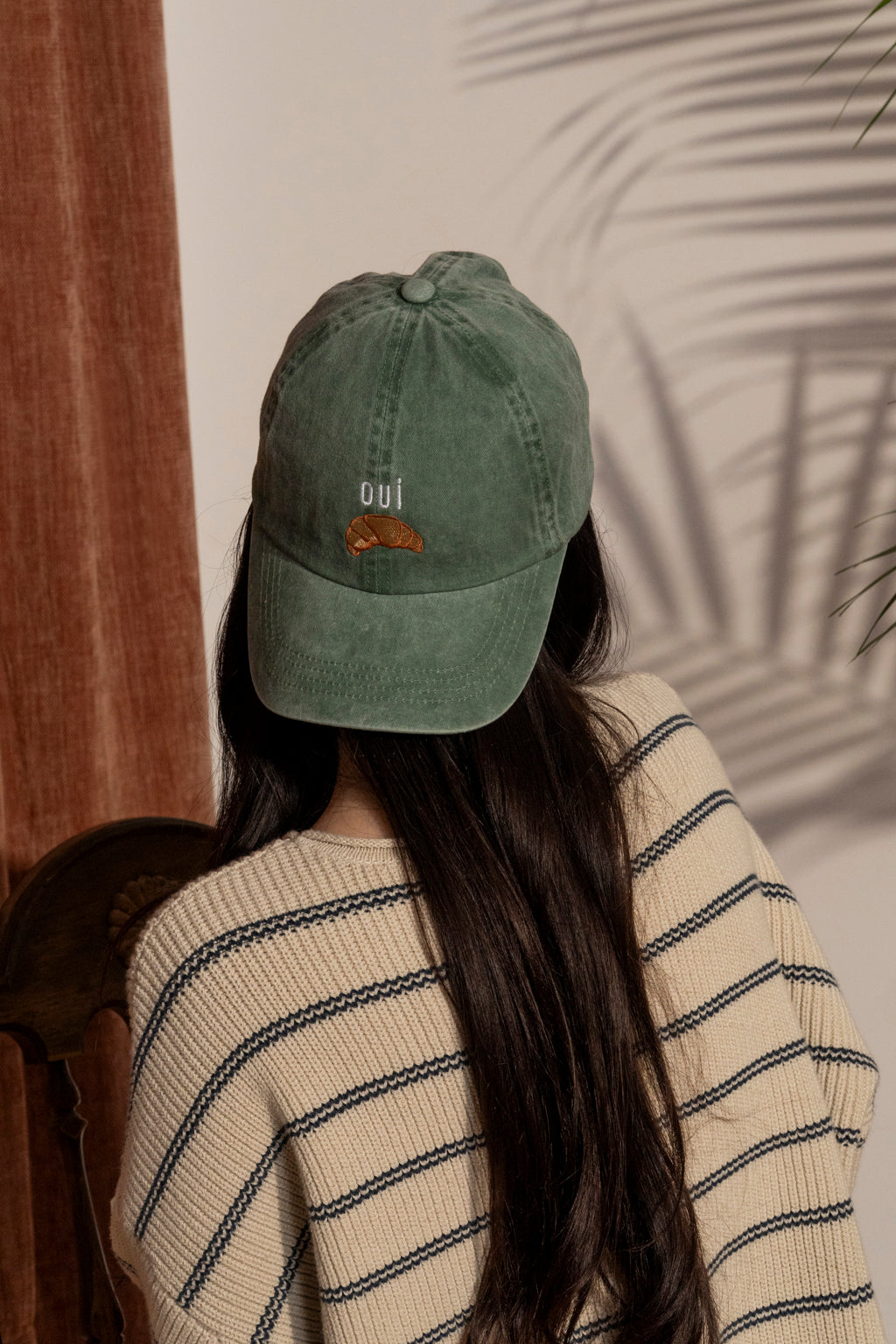 Oui Croissant Embroidered Cap