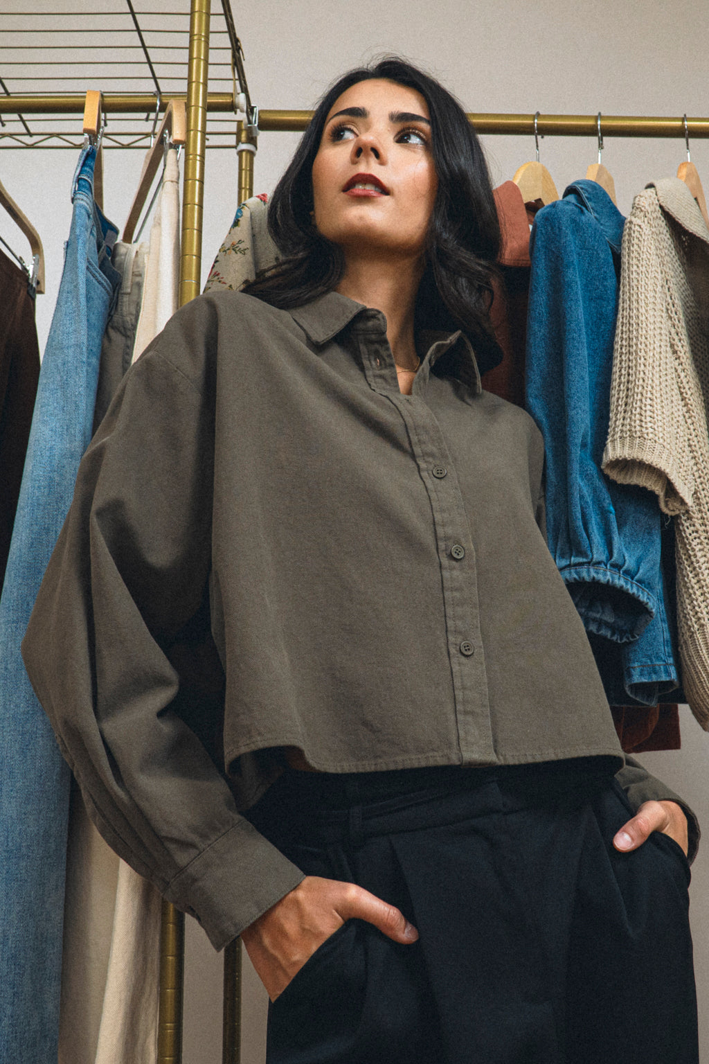Tomasa Cropped Button Up