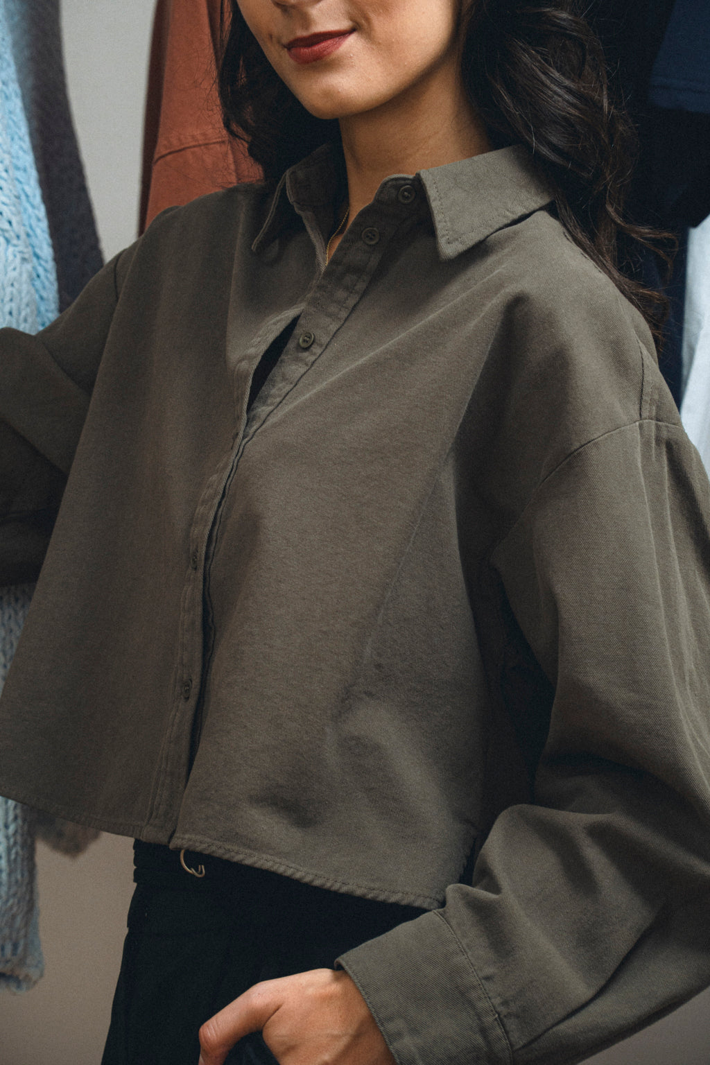 Tomasa Cropped Button Up