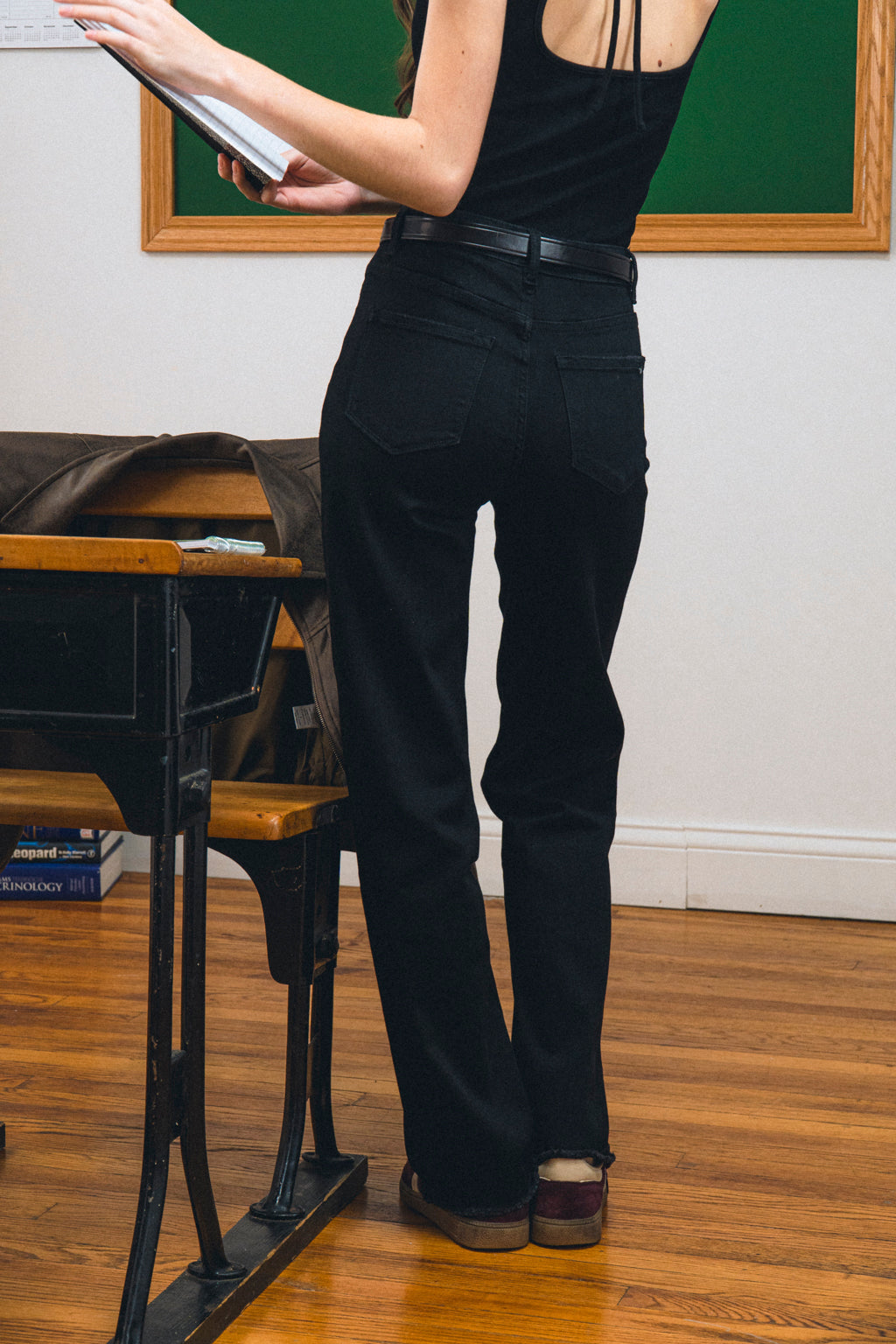 High Rise Slim Wide Leg Raw Hem MD