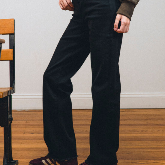 High Rise Slim Wide Leg Raw Hem MD