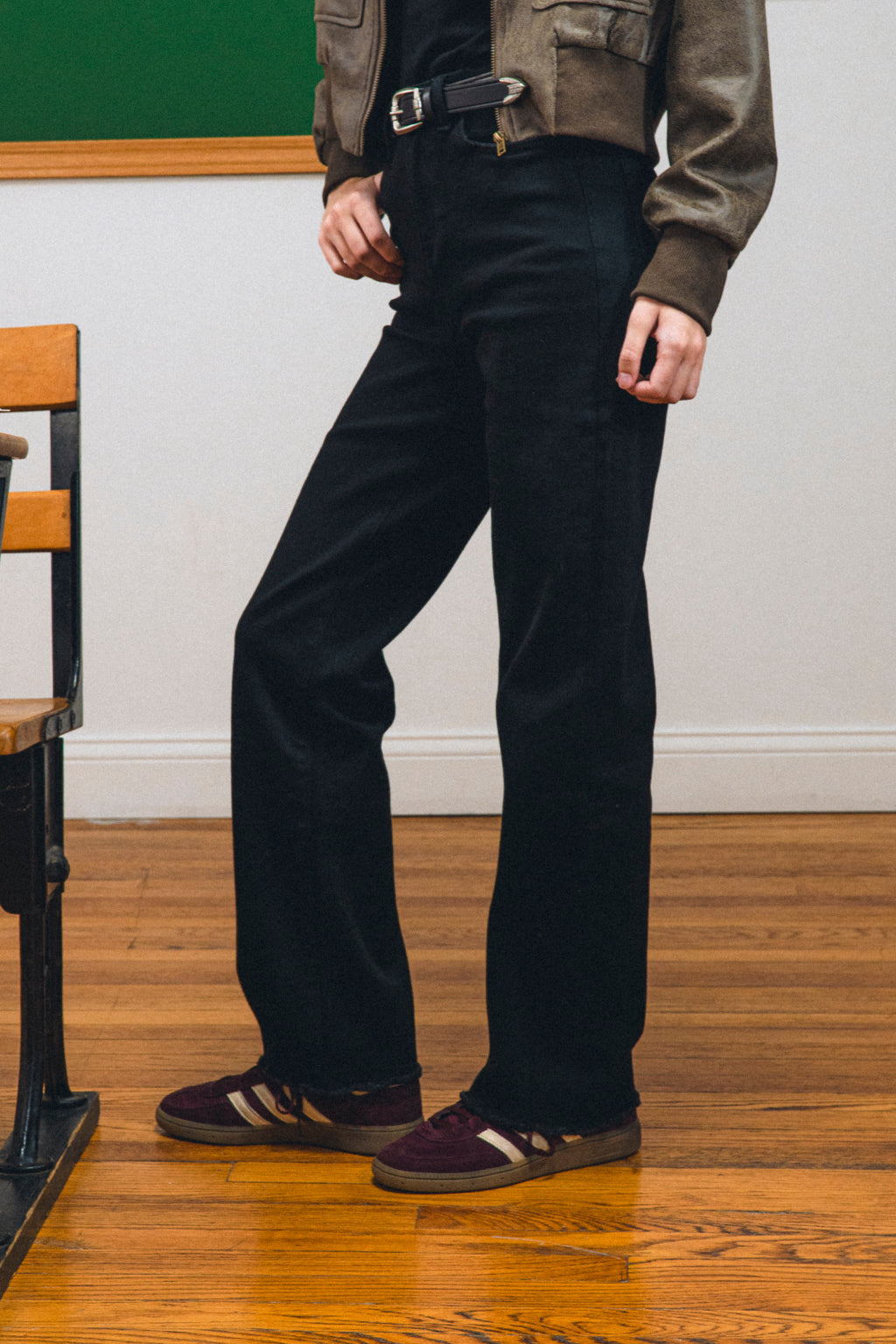 High Rise Slim Wide Leg Raw Hem MD