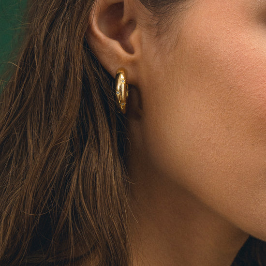 Meredith CZ Star Thick Hoops