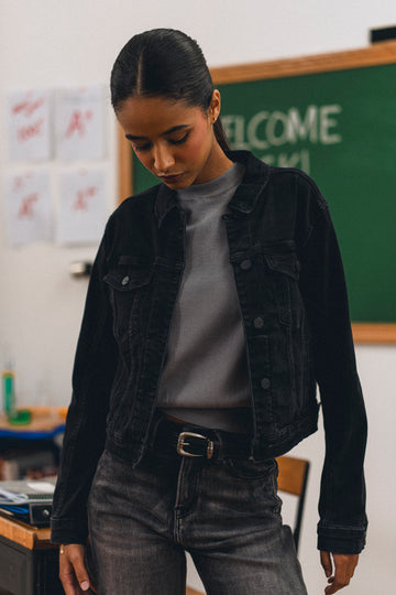 Zibiah Black Denim Jacket