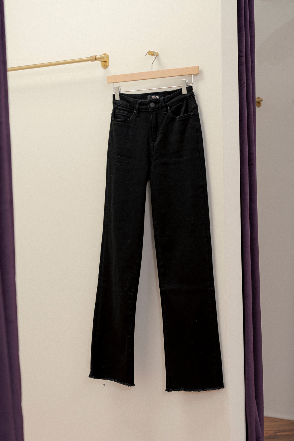 High Rise Slim Wide Leg Raw Hem MD