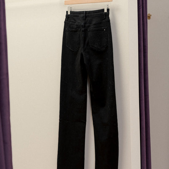High Rise Slim Wide Leg Raw Hem MD
