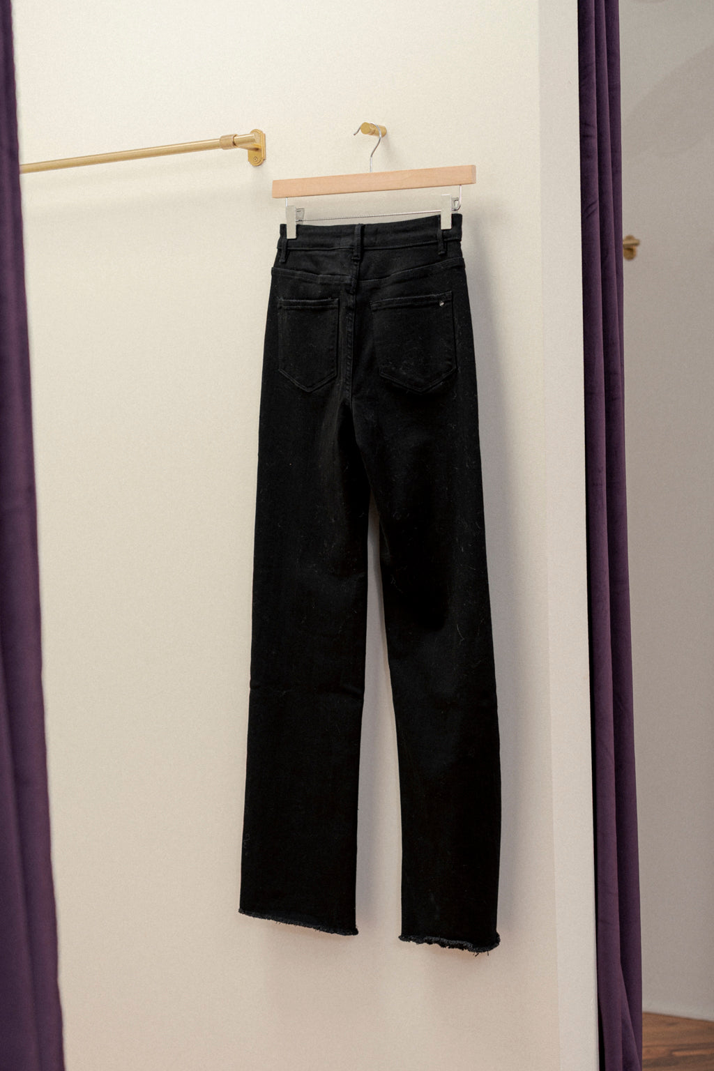 High Rise Slim Wide Leg Raw Hem MD