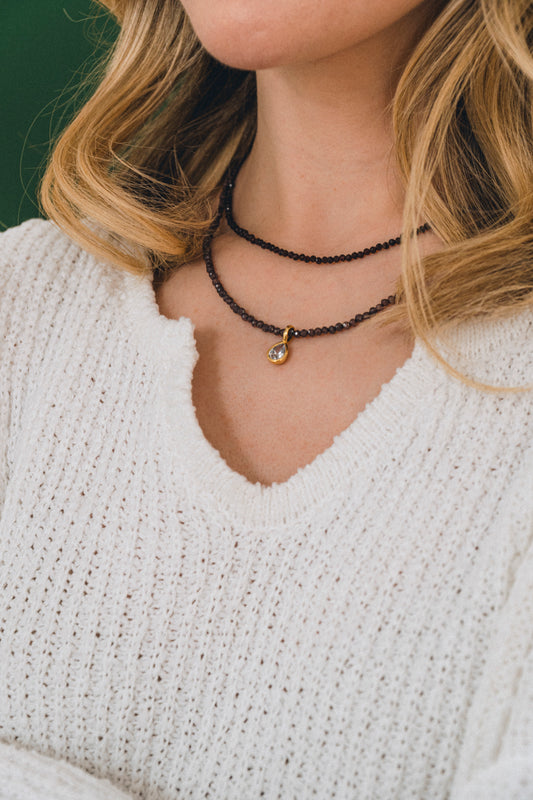 Semi-Precious Garnet Beaded Necklace