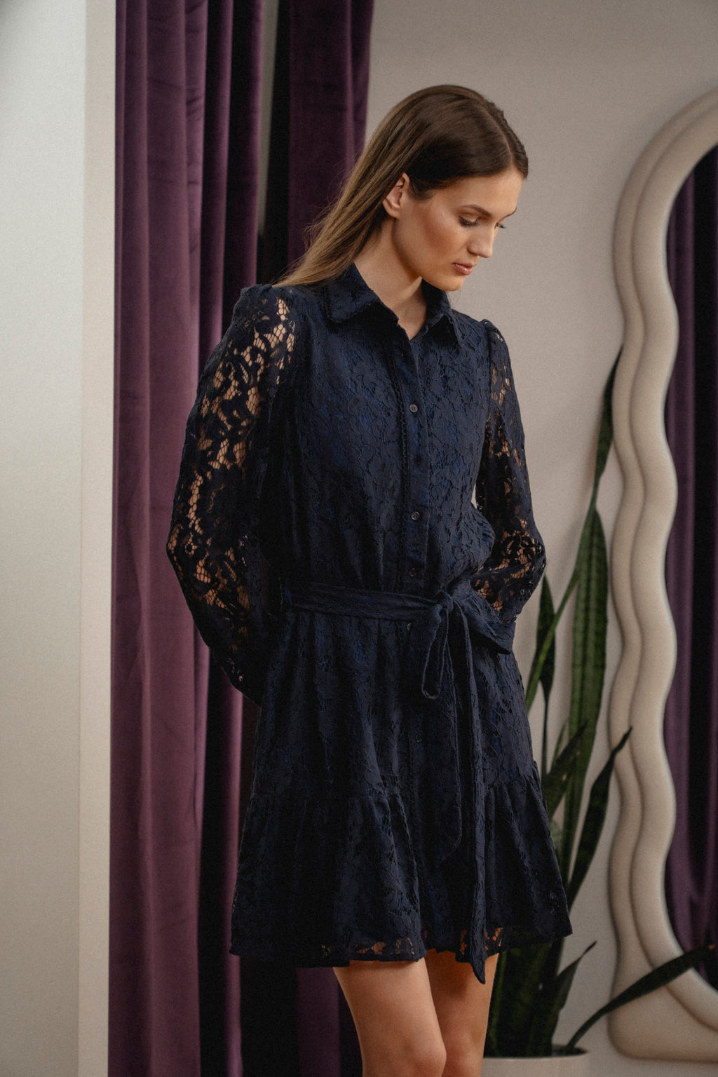 Elikai Lace Dress Navy