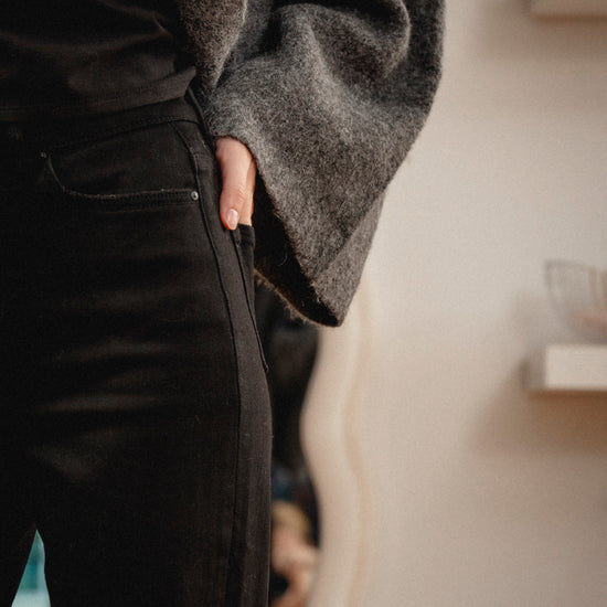 High Rise Slim Wide Leg Raw Hem MD