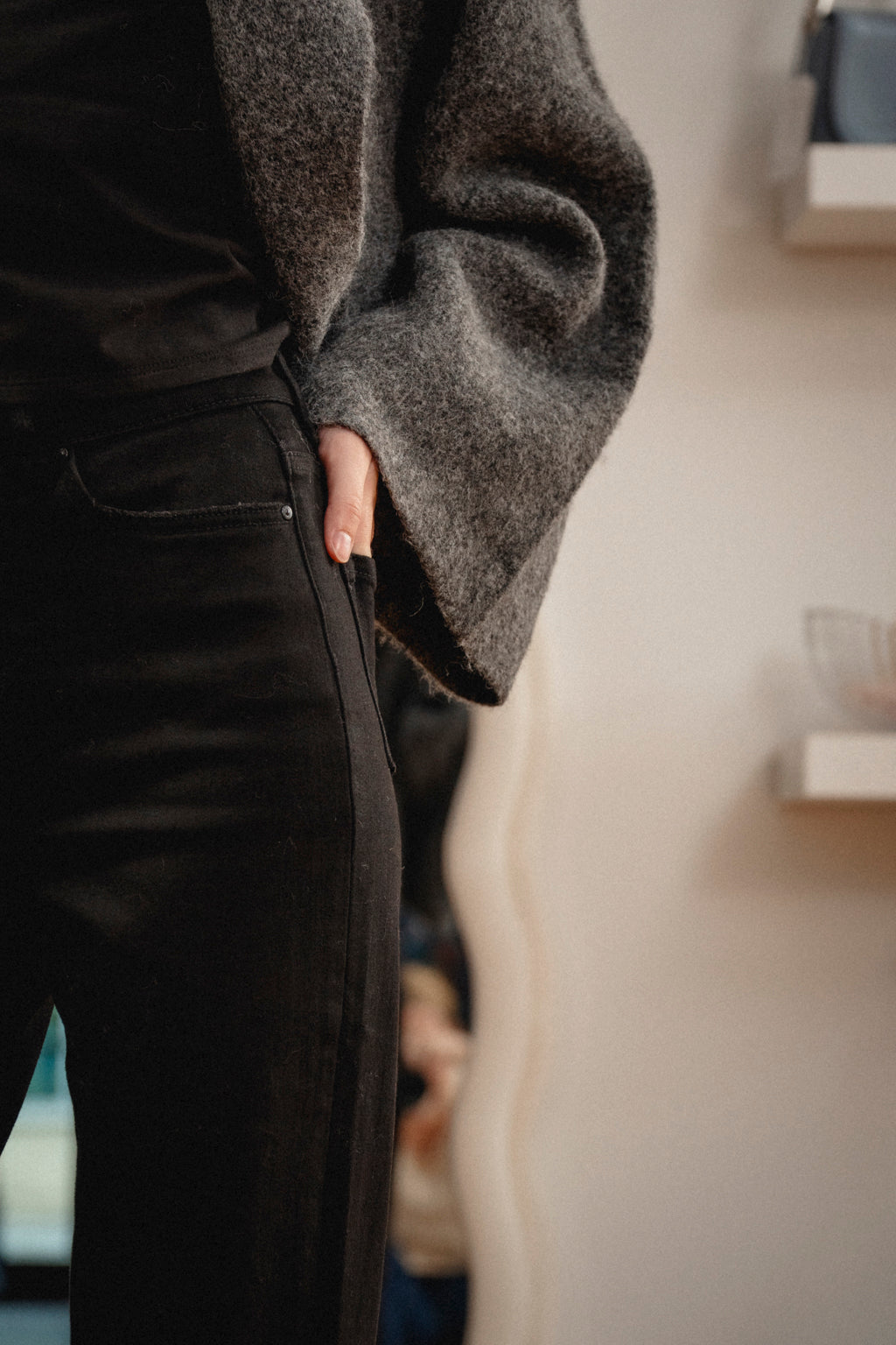 High Rise Slim Wide Leg Raw Hem MD
