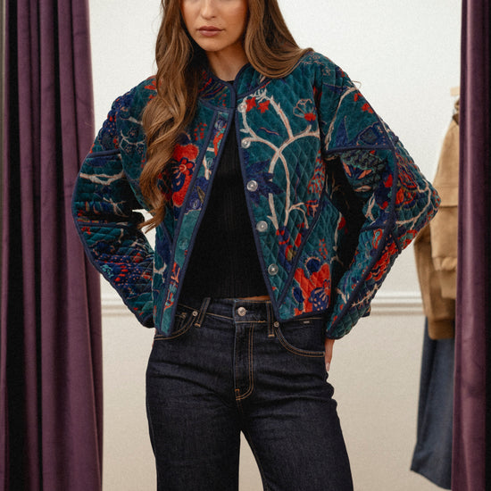 Sapphira Velvet Quilted Jacket