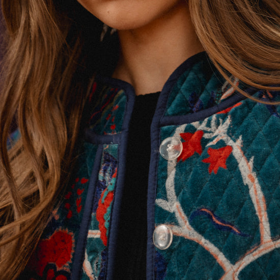 Sapphira Velvet Quilted Jacket