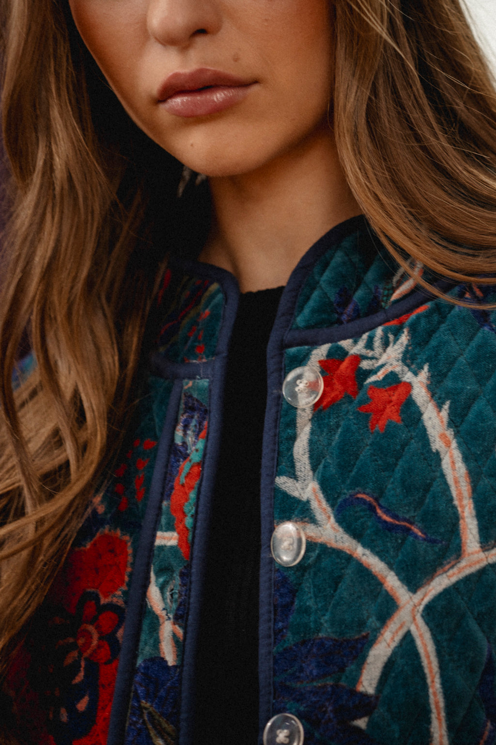 Sapphira Velvet Quilted Jacket
