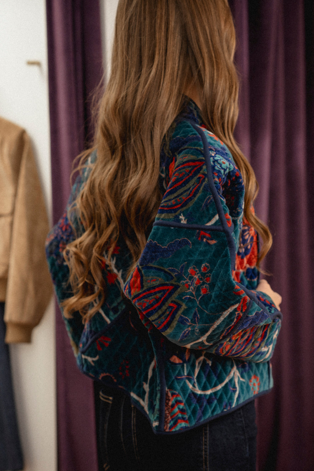 Sapphira Velvet Quilted Jacket