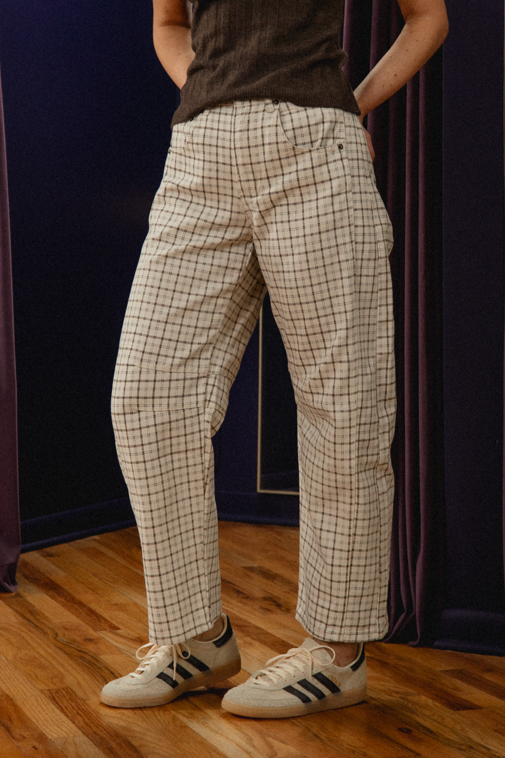 Arel Plaid Barrel Pant