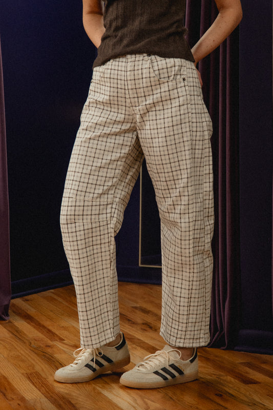 Arel Plaid Barrel Pant