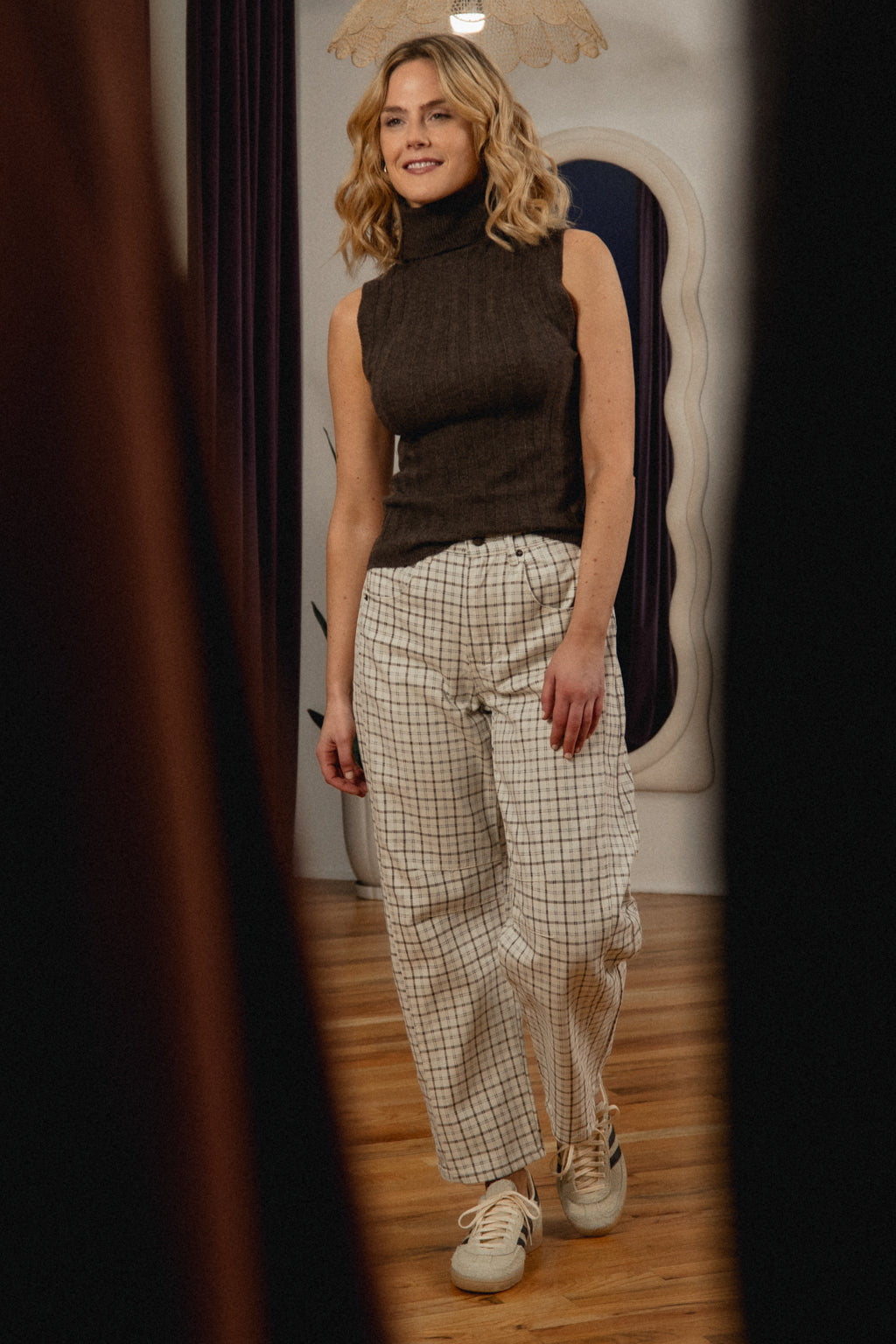 Arel Plaid Barrel Pant