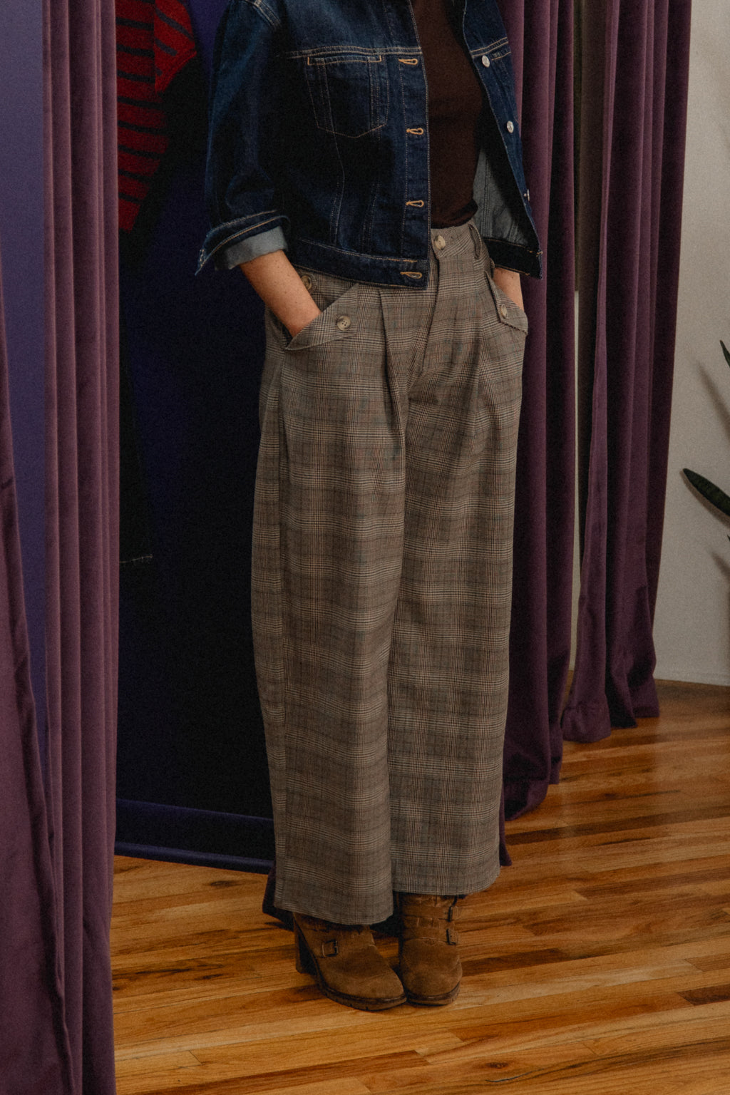 Elianna Plaid Trousers
