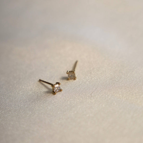 Square CZ Stud