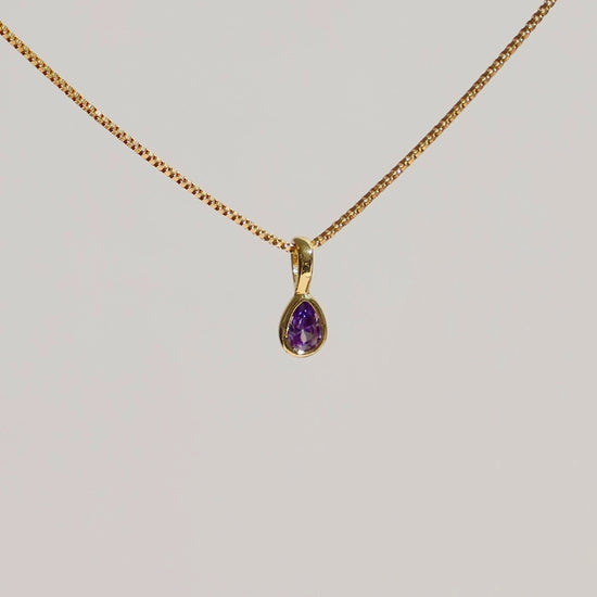 Teardrop Bezel Birthstone Charm February