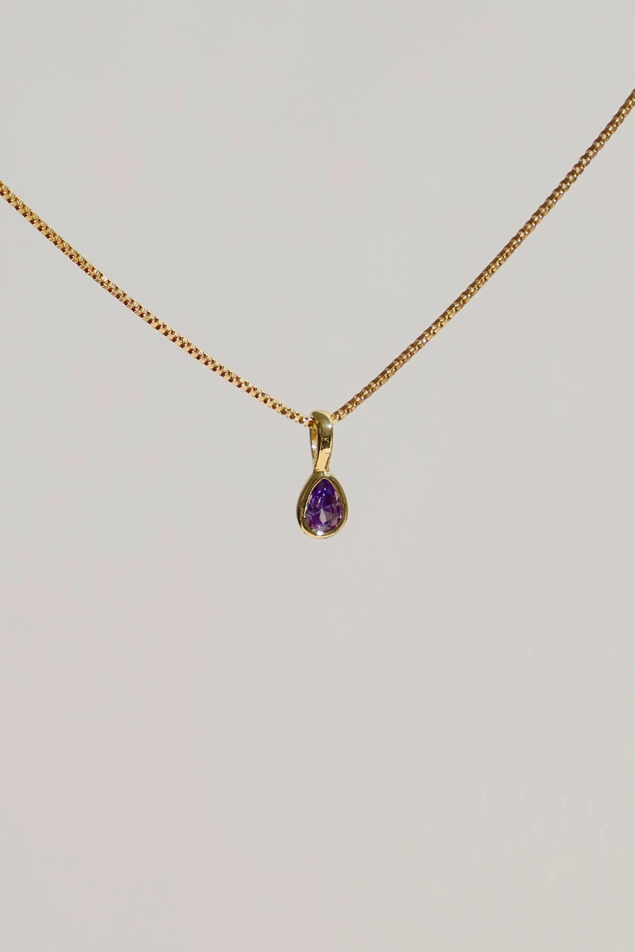 Teardrop Bezel Birthstone Charm February