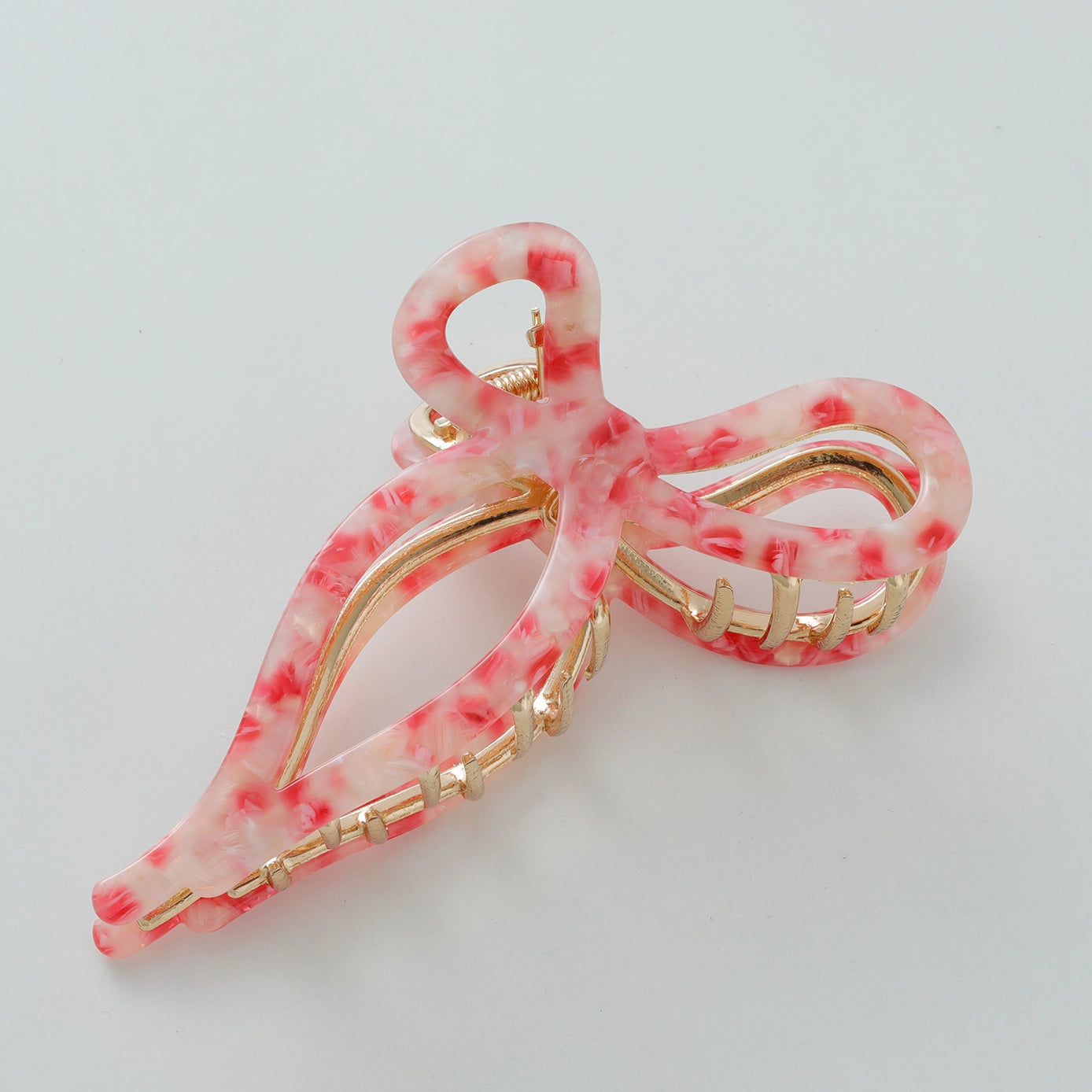 Sabrina Ribbon Bow Claw Clip Pink Mix
