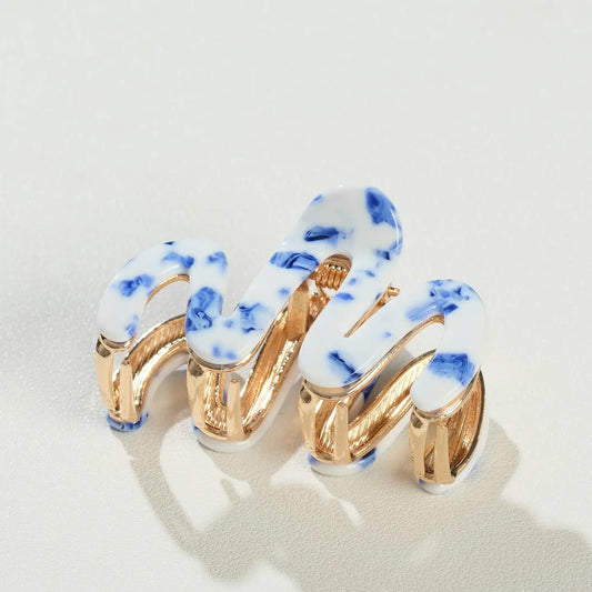Willow Squiggle Mini Metal Claw Clip Coastal Blue