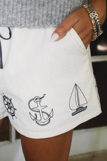 Nautical Embroidered Shorts