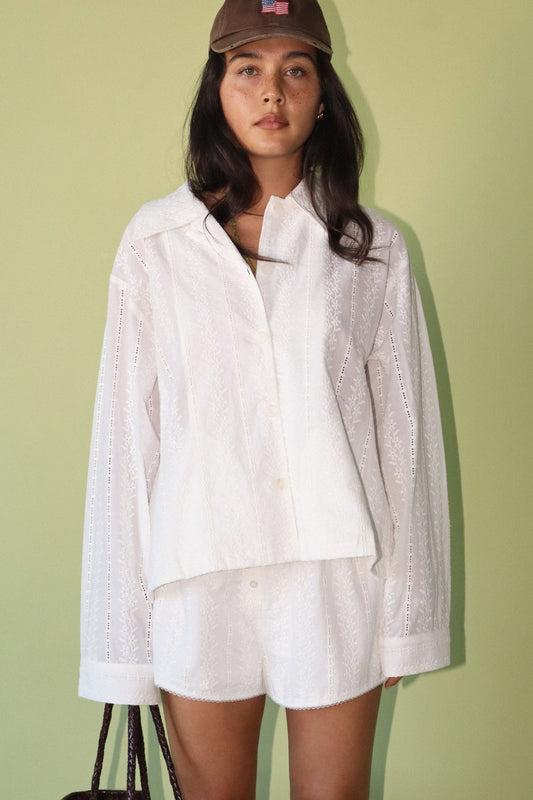 Cleo Lace Button Down